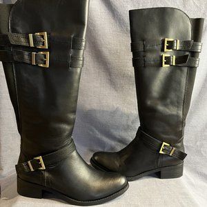 Vintage Chocolat Blu Black Leather Equestrian Riding Boots Size 7 EUC